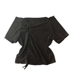 Mesh Sparkly Off-Shoulder Top